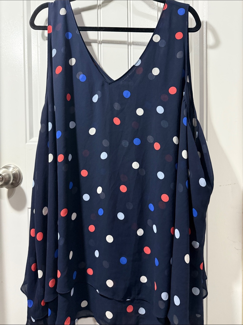 Lane Bryant Navy Polka Dot Sleeveless V-Neck Camisole
